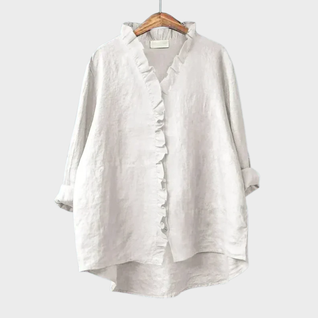 Tori Elegant Summer Linen Shirt with Collar and Cuffs
