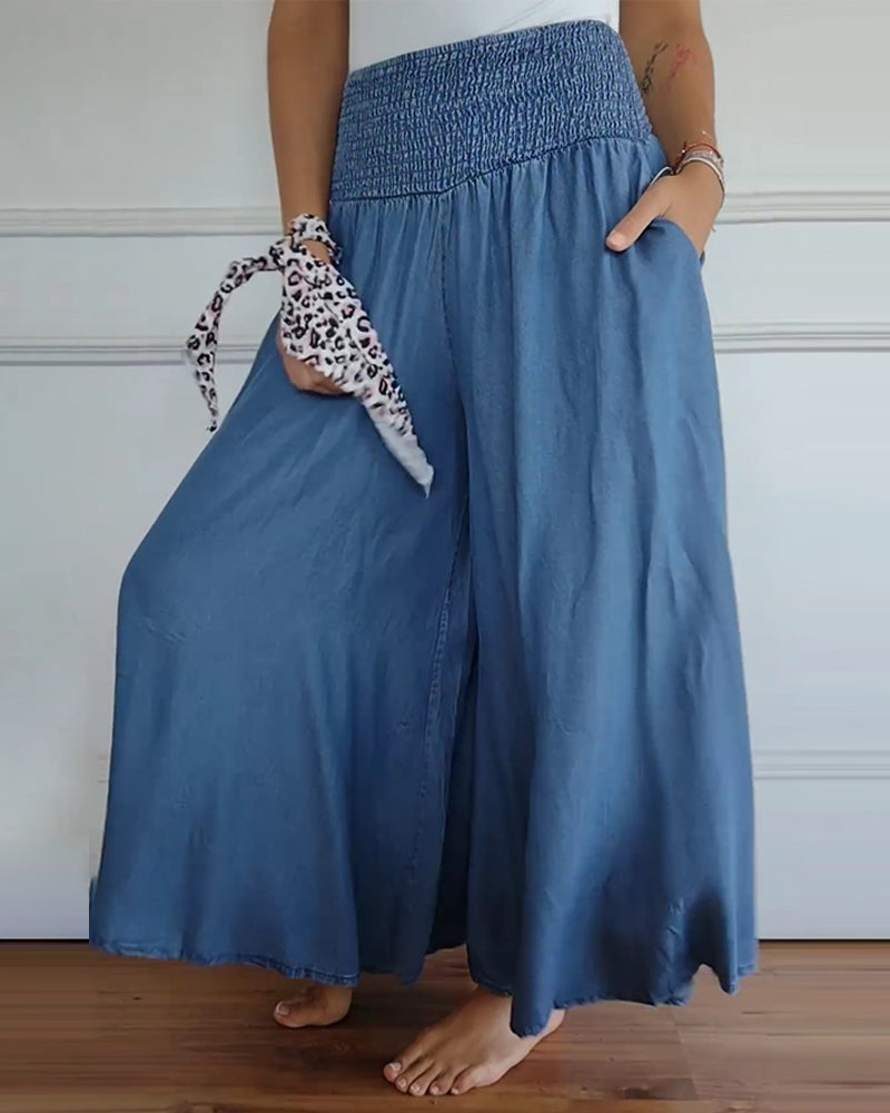 Abby Elegant High Waisted Wide Leg Pants – Blue