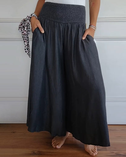 Abby Elegant High Waisted Wide Leg Pants – Grey