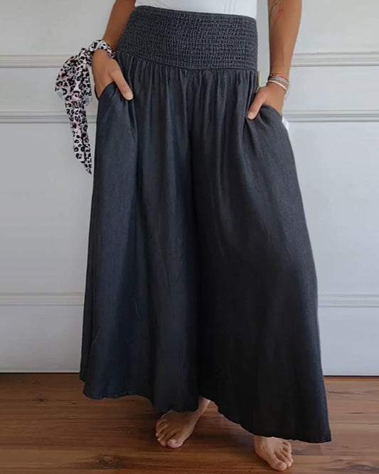 Abby Elegant High Waisted Wide Leg Pants – Grey