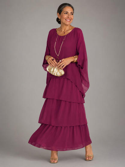 Ada Relaxed Layered Maxi Dress with Flowing Skirt