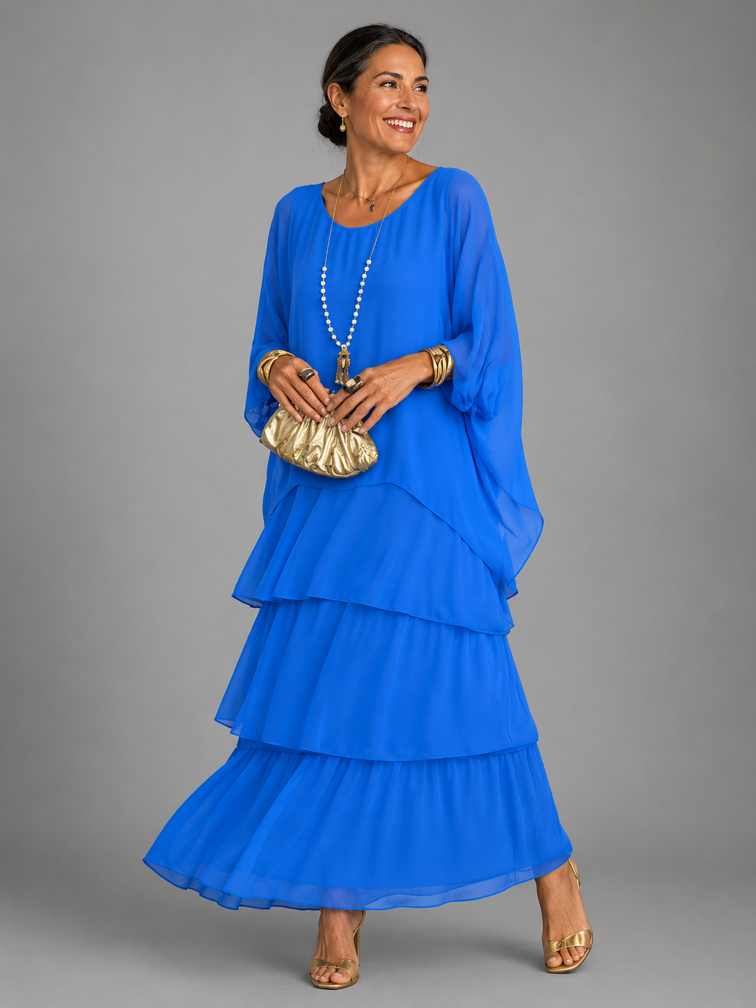 Ada Relaxed Layered Maxi Dress with Flowing Skirt