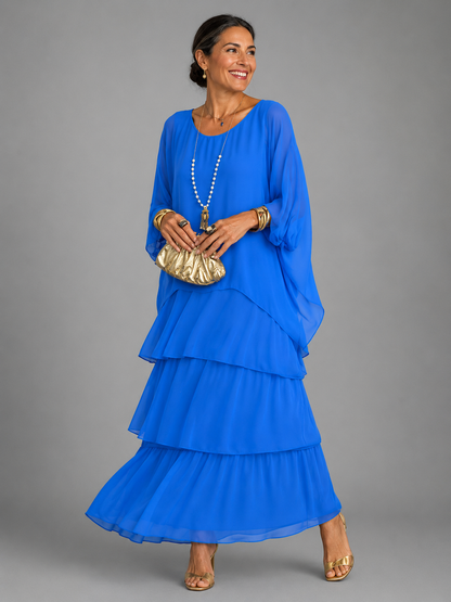 Ada Relaxed Layered Maxi Dress with Flowing Skirt