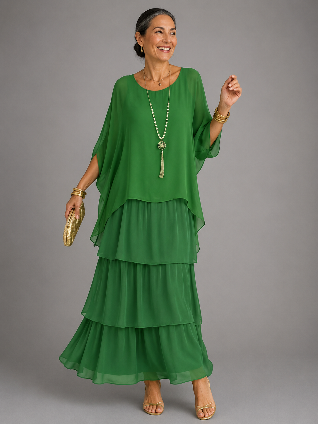 Ada Relaxed Layered Maxi Dress with Flowing Skirt