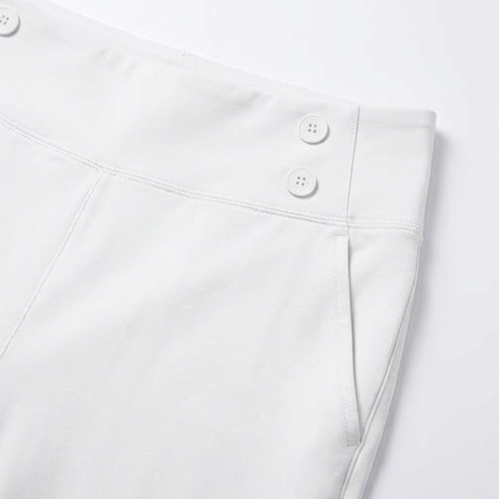 Cara High Waisted Stretch Capri Pants with Button-Front