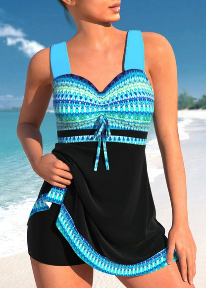Cora Classic Printed One Piece Swimsuit with Streamlined Cut – Aqua Blue
