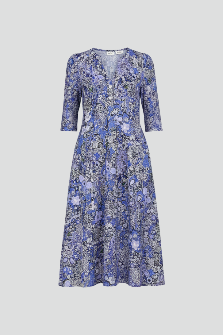 Daisy Ditsy Floral Midi Dress with Button V-Neck