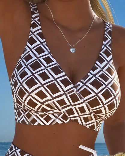 Daphne Classic Checkered Underwire Bikini with High Waisted Bottoms