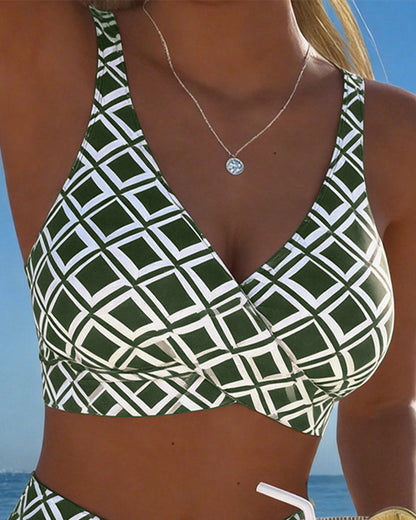 Daphne Classic Checkered Underwire Bikini with High Waisted Bottoms