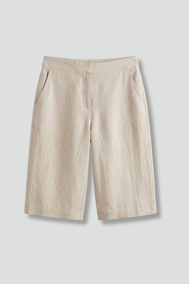 Diana Linen-Look Bermuda Shorts with Straight Leg