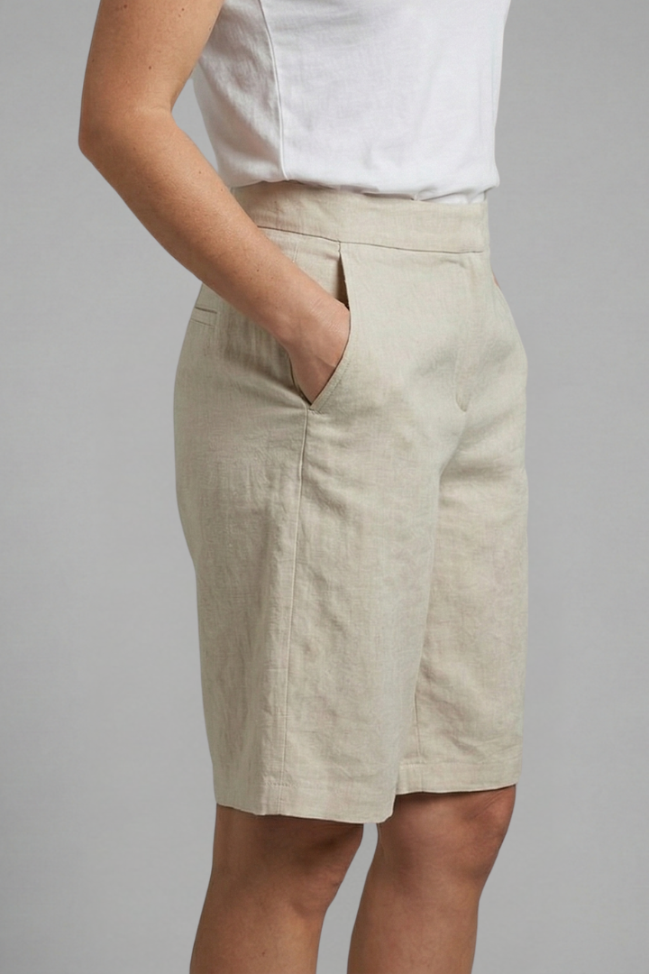 Diana Linen-Look Bermuda Shorts with Straight Leg