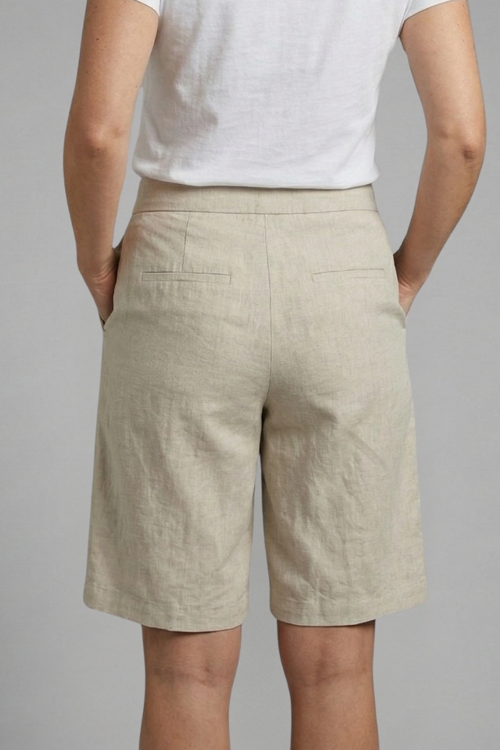 Diana Linen-Look Bermuda Shorts with Straight Leg