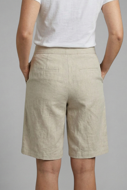 Diana Linen-Look Bermuda Shorts with Straight Leg