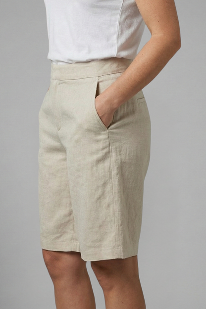 Diana Linen-Look Bermuda Shorts with Straight Leg