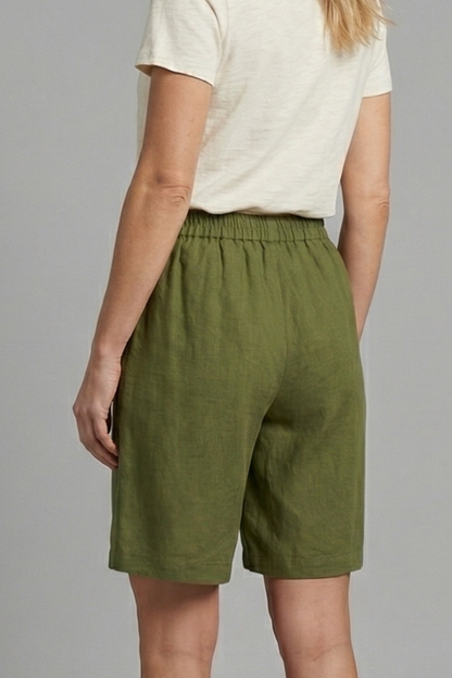 Eden Wide Leg Summer Shorts in Linen-Look Fabric