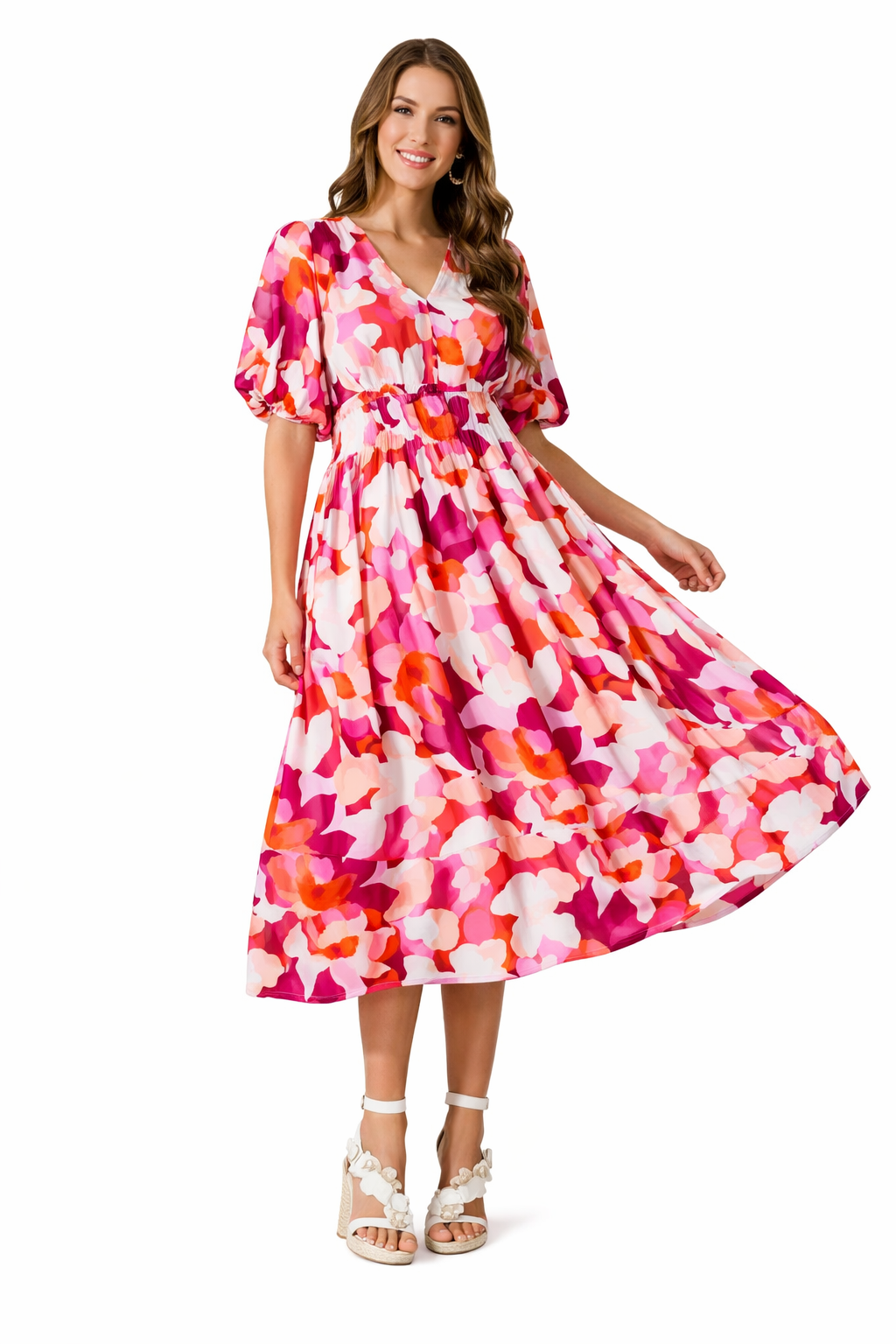 Edie Elegant Floral Maxi Dress with Long Sleeves – Floral