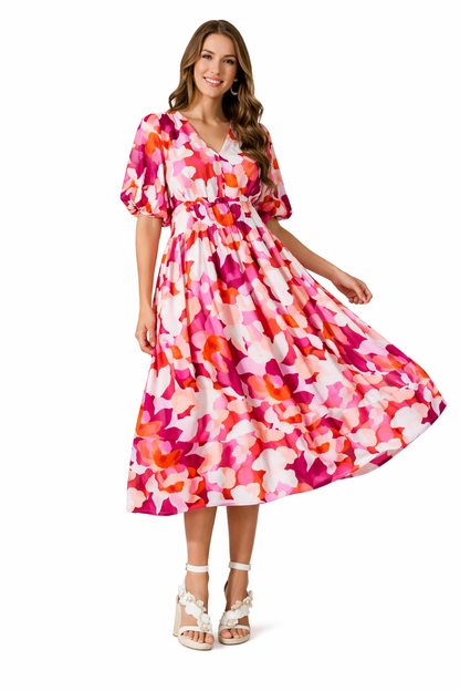 Edie Elegant Floral Maxi Dress with Long Sleeves – Floral