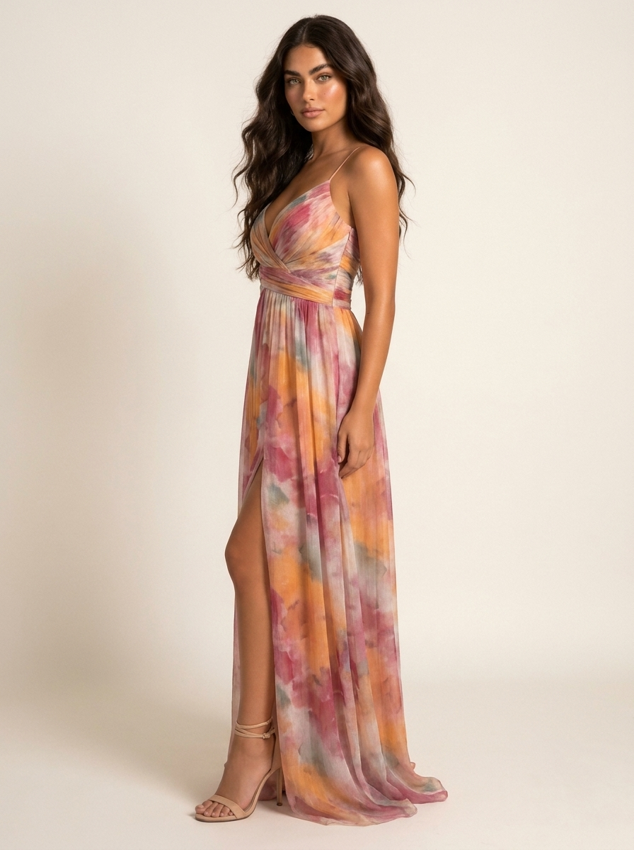 Ella Summer Maxi Dress in Watercolour Print