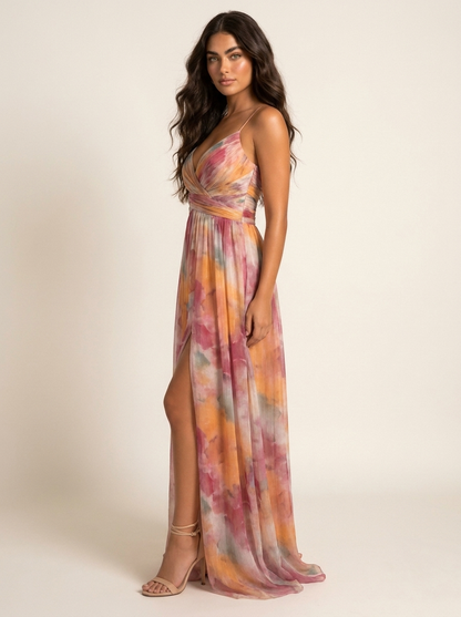 Ella Summer Maxi Dress in Watercolour Print