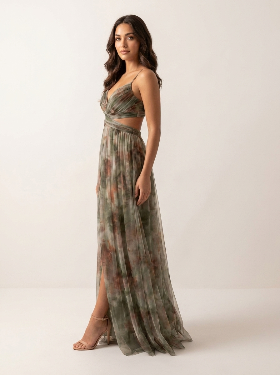 Ella Summer Maxi Dress in Watercolour Print