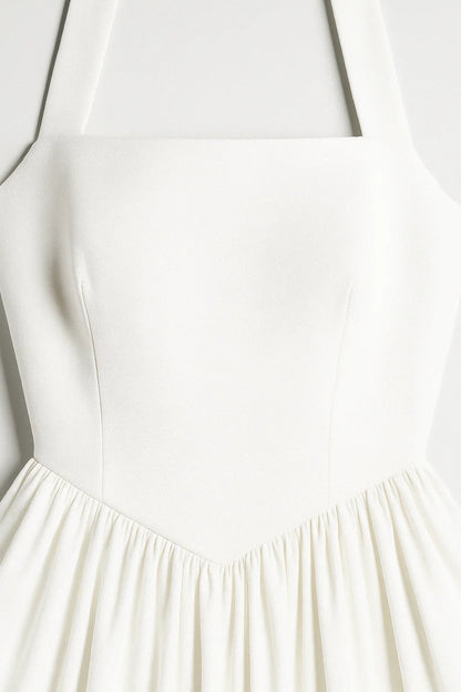 Fiona Elegant Pleated Halter Neck Midi Dress
