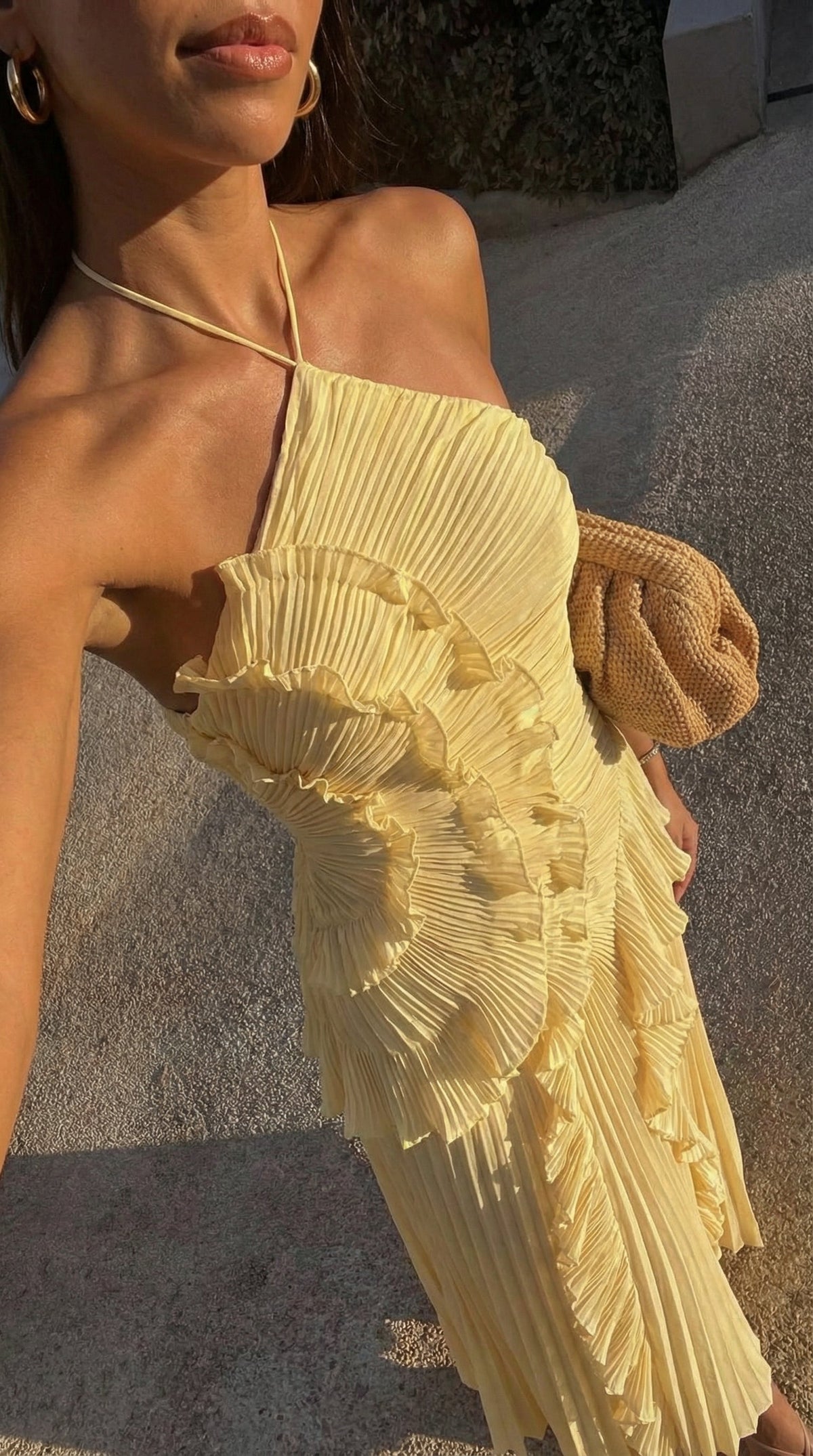Gemma Halter Maxi Dress with Asymmetric Ruffle Skirt