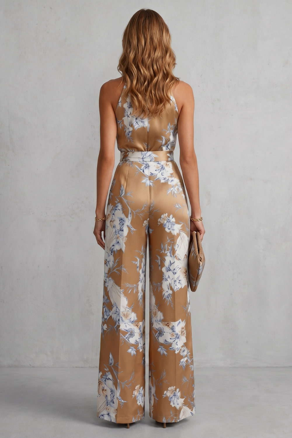 Heidi Floral Wide-Leg Jumpsuit with Halter Neck