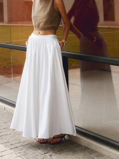 Ingrid Elegant Flowy Midi Skirt with Soft Drape