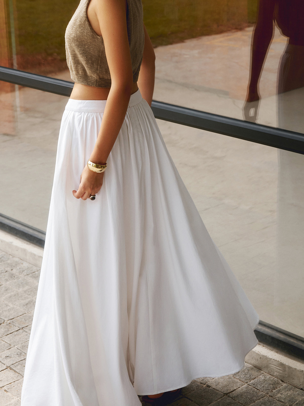 Ingrid Elegant Flowy Midi Skirt with Soft Drape