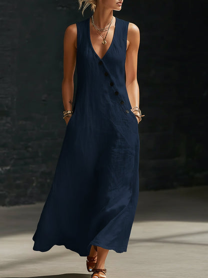 Iris Casual Sleeveless Maxi Dress with Pockets