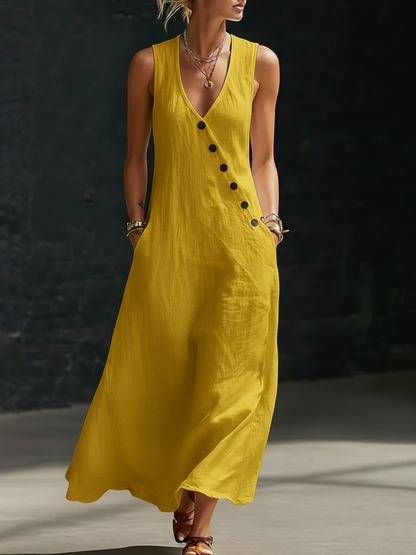 Iris Casual Sleeveless Maxi Dress with Pockets