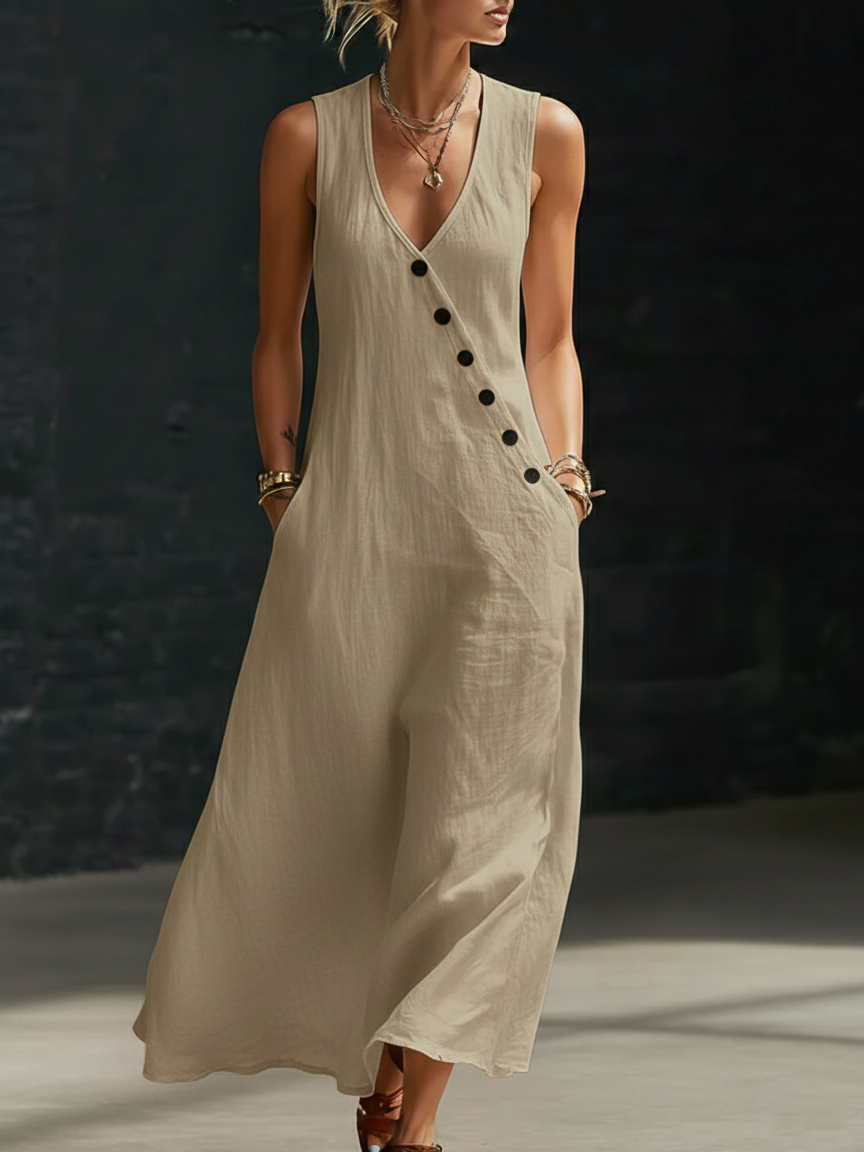 Iris Casual Sleeveless Maxi Dress with Pockets