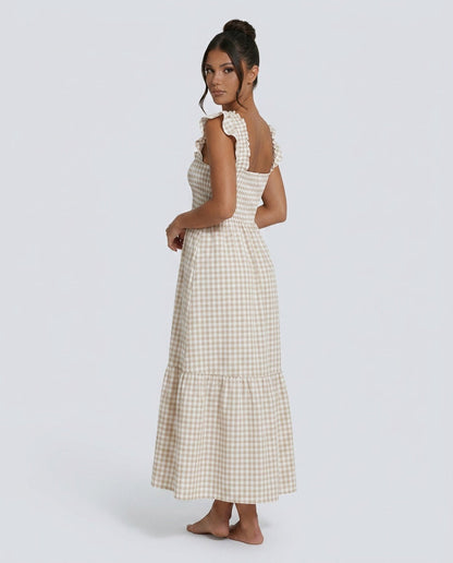 Ivy Classic Gingham Maxi Dress with Smocked Bodice