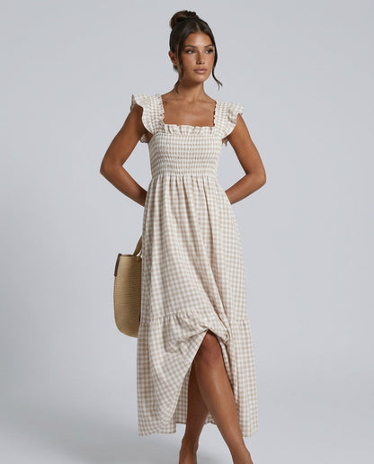 Ivy Classic Gingham Maxi Dress with Smocked Bodice