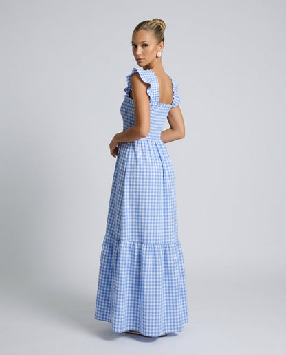 Ivy Classic Gingham Maxi Dress with Smocked Bodice
