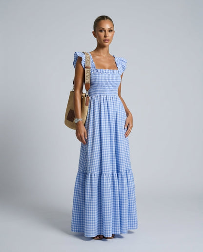 Ivy Classic Gingham Maxi Dress with Smocked Bodice