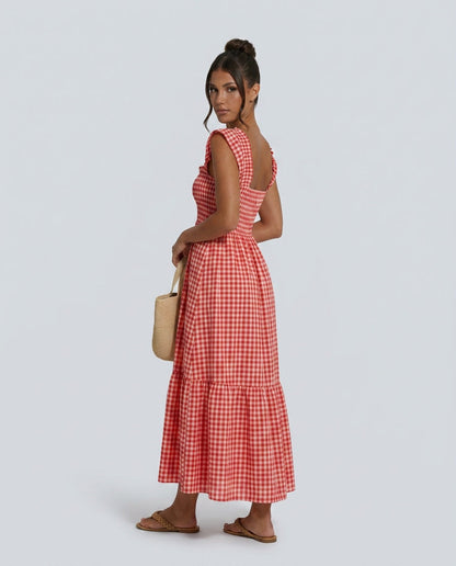 Ivy Classic Gingham Maxi Dress with Smocked Bodice