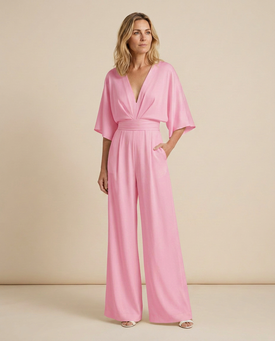 Jenna Effortless V-Neck Wide-Leg Jumpsuit with Pockets