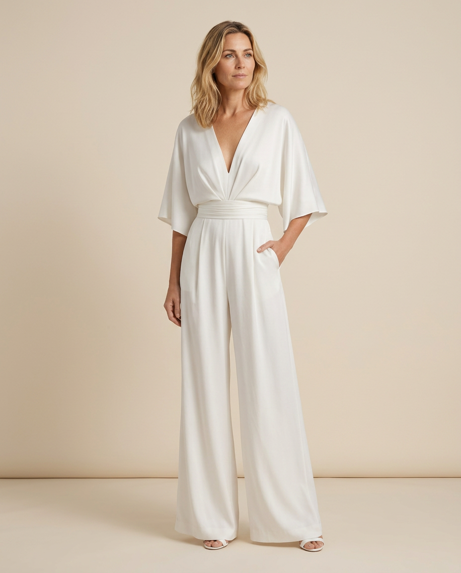 Jenna Effortless V-Neck Wide-Leg Jumpsuit with Pockets