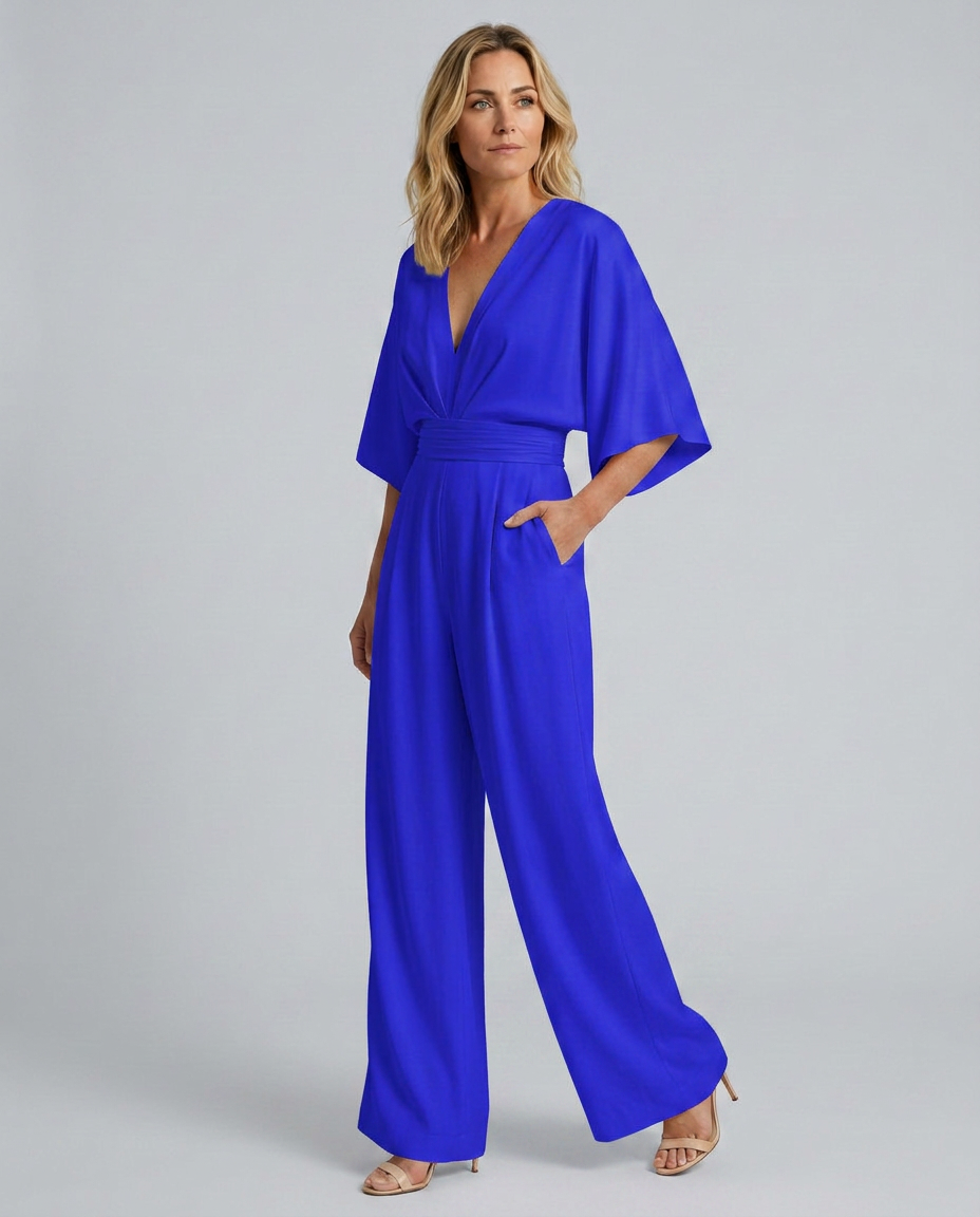 Jenna Effortless V-Neck Wide-Leg Jumpsuit with Pockets