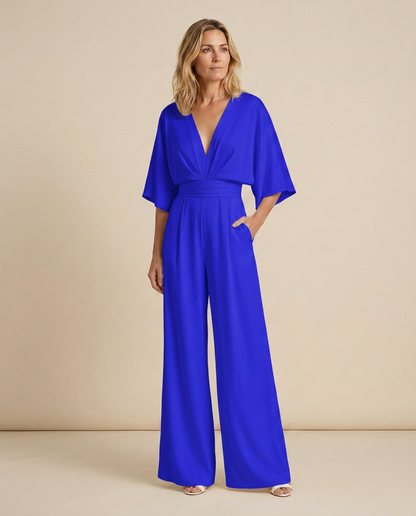 Jenna Effortless V-Neck Wide-Leg Jumpsuit with Pockets