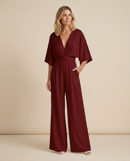 Jenna Effortless V-Neck Wide-Leg Jumpsuit with Pockets