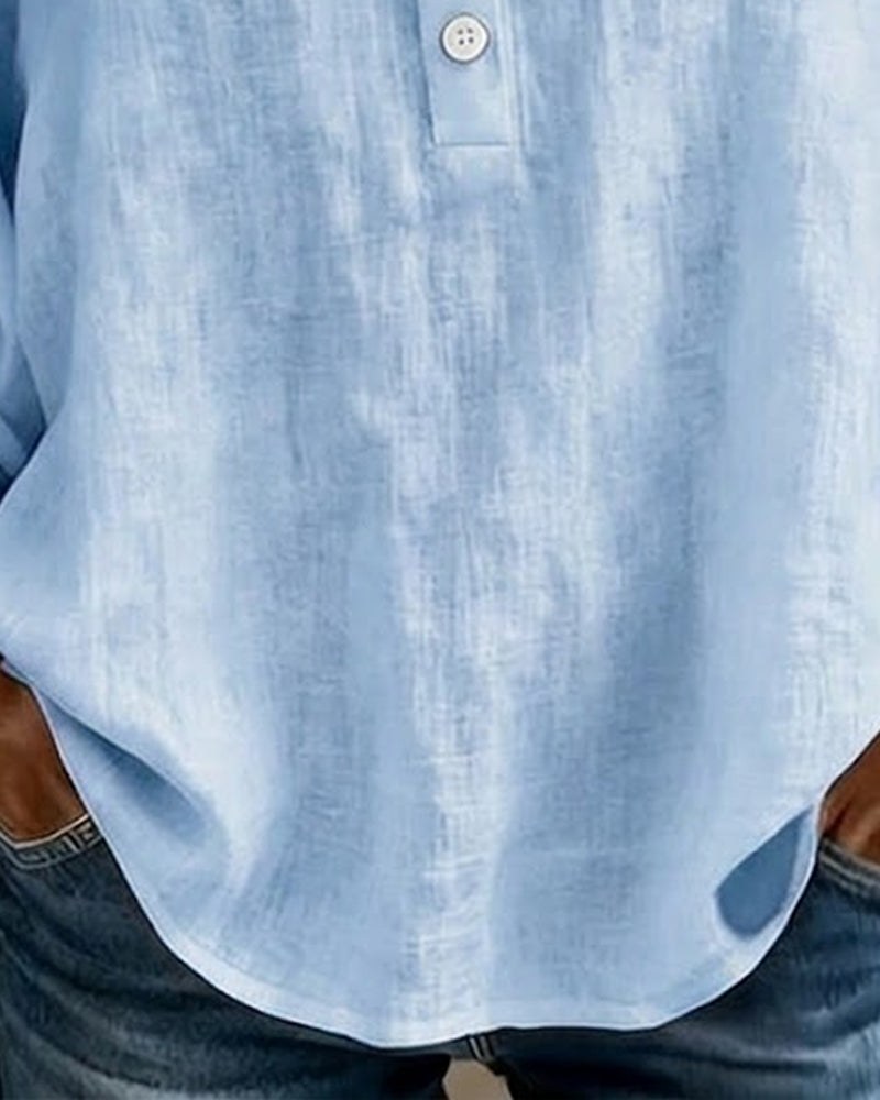 Kayla Chic Cotton-Linen Square Neck Blouse with Lace Trim