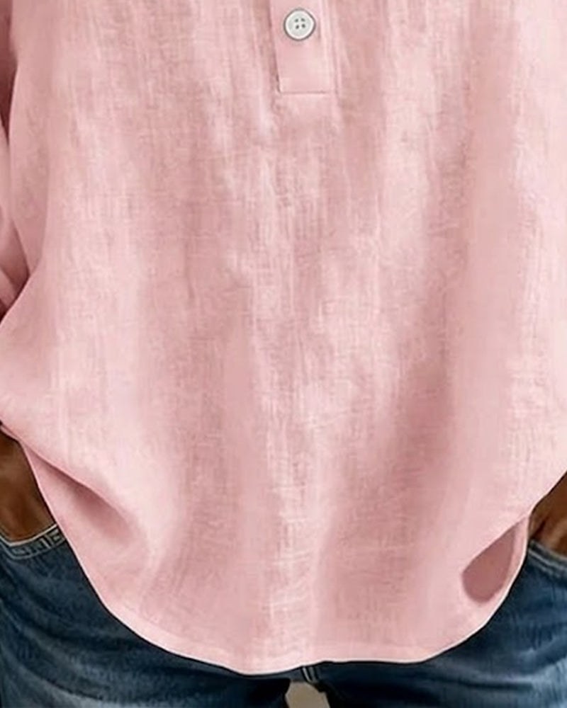 Kayla Chic Cotton-Linen Square Neck Blouse with Lace Trim