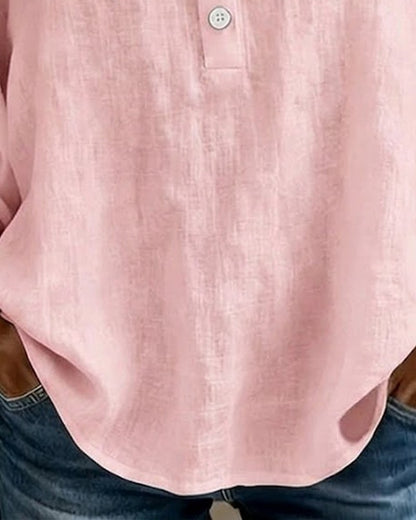 Kayla Chic Cotton-Linen Square Neck Blouse with Lace Trim
