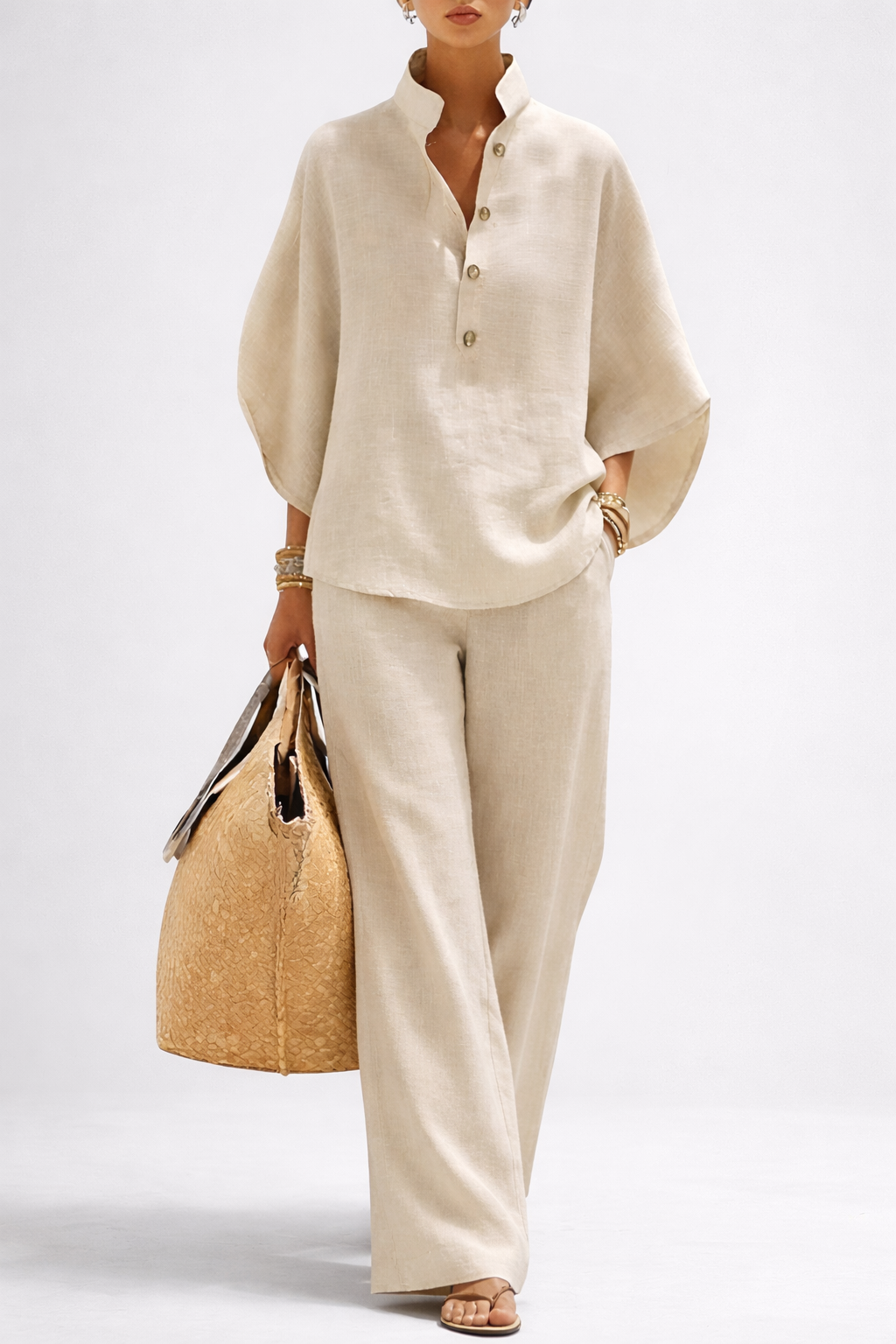 Keira Chic Linen-Look Wide-Leg Pants and Top Set
