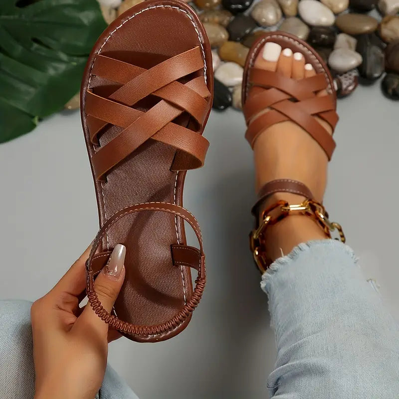 Kirra Cushioned Walking Sandals with Contoured Footbed – Brown