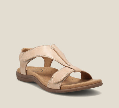Leila Comfortable Slip-On Walking Sandals with Adjustable Fit – Beige