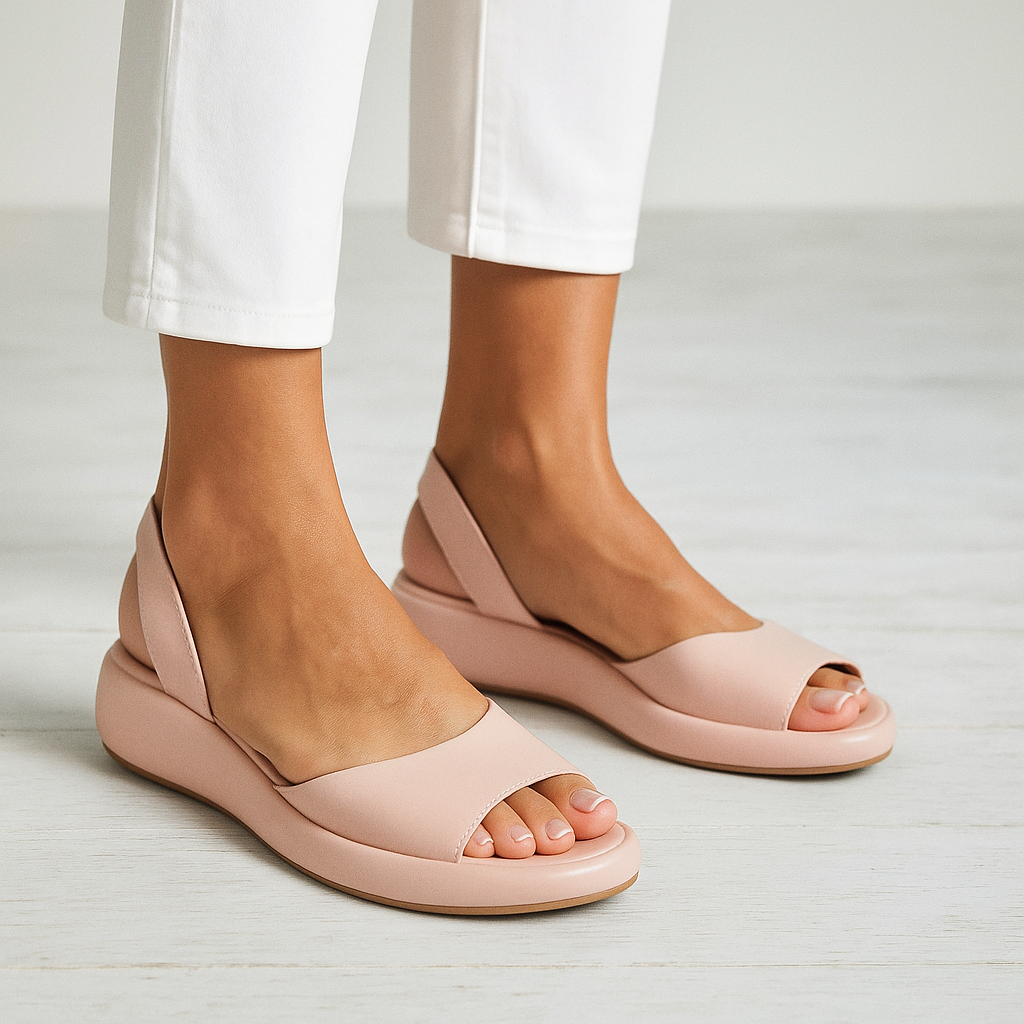Libby Relaxed Flat Sandals with Cushioned Footbed – Light Pink