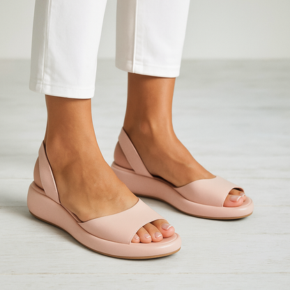 Libby Relaxed Flat Sandals with Cushioned Footbed – Light Pink